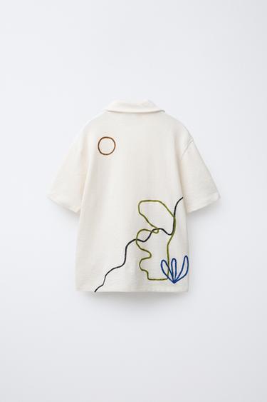 EMBROIDERED TERRY SHIRT - Beige by Zara - Image 1
