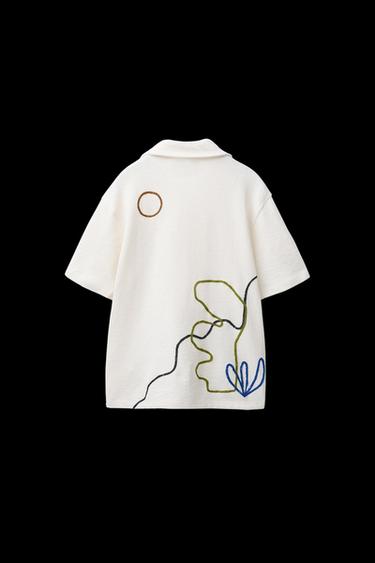 CAMISA EFECTO TOALLA BORDADOS - Beige de Zara
