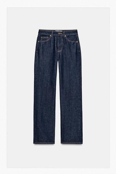 Zara Z.03 HIGH-WAIST STRAIGHT LONG LENGTH JEANS - Blue