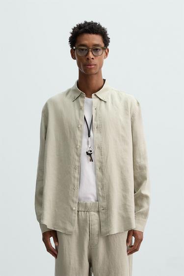 CAMISA 100% LINO - Beige claro de Zara