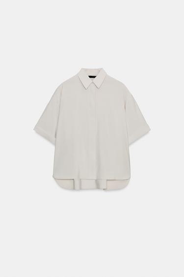 CAMISA FLUIDA MANGA CORTA - Gris de Zara - Imagen 0
