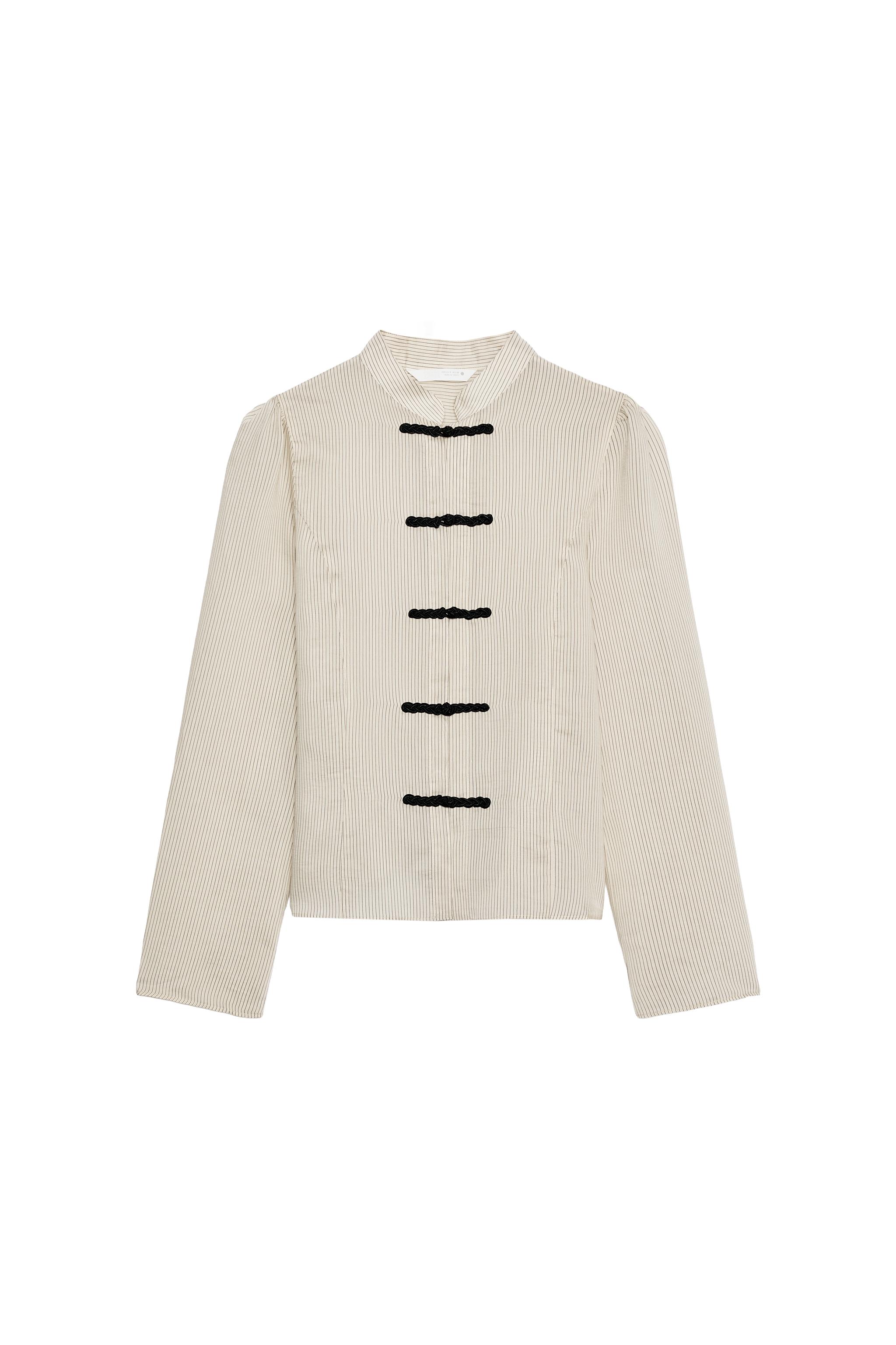 ZW COLLECTION STRIPED FIREMAN CLASP SHIRT - Ecru / Black | ZARA Canada