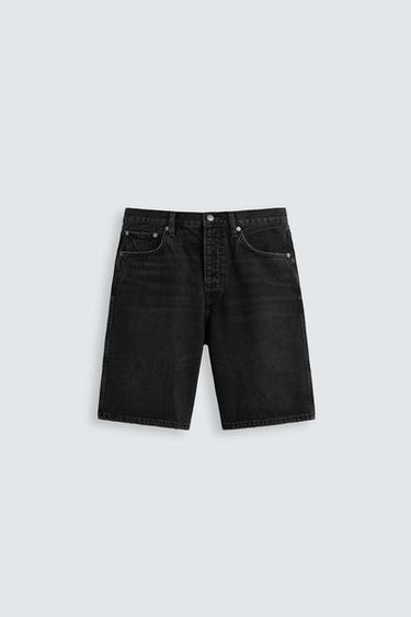 BERMUDA DENIM STRAIGHT FIT - Carbón de Zara
