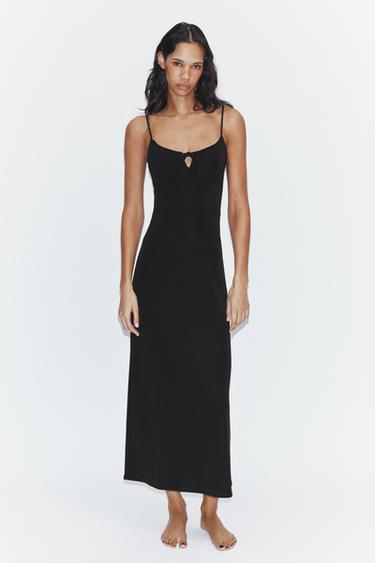 FLOWING STRAPPY MIDI DRESS - Black by Zara
