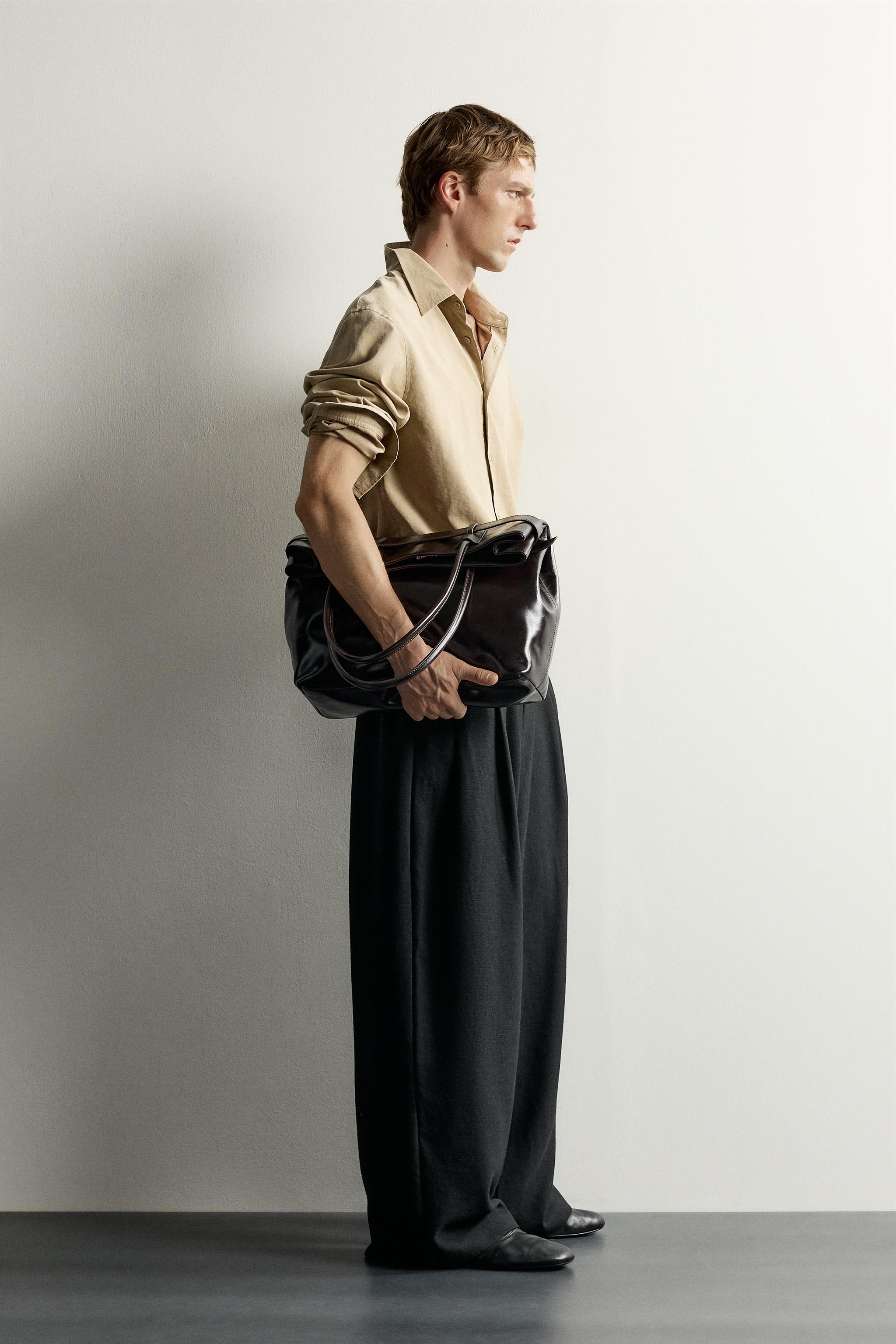 Мужские брюки Zara RELAXED WIDE-FIT PLEATED PANTS — фото 4