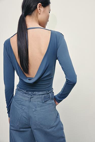 Zara 露背連體衣 - 藍色