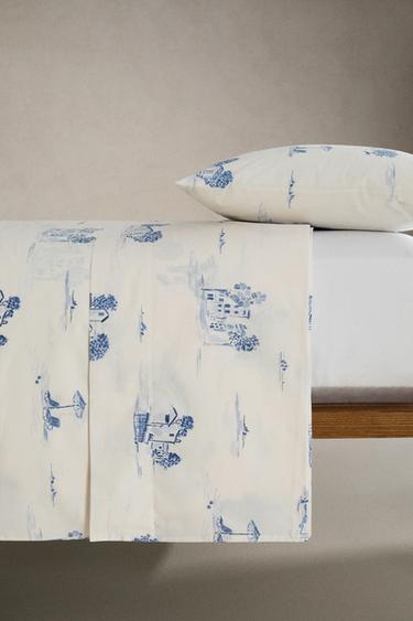 TOILE DE JOUY FLAT SHEET - Blue by Zara - Image 3