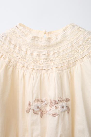 EMBROIDERED BLOUSE - Ecru by Zara - Image 2
