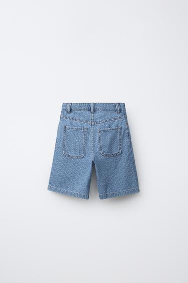 EMBROIDERED DENIM BERMUDA SHORTS - Blue by Zara - Image 1