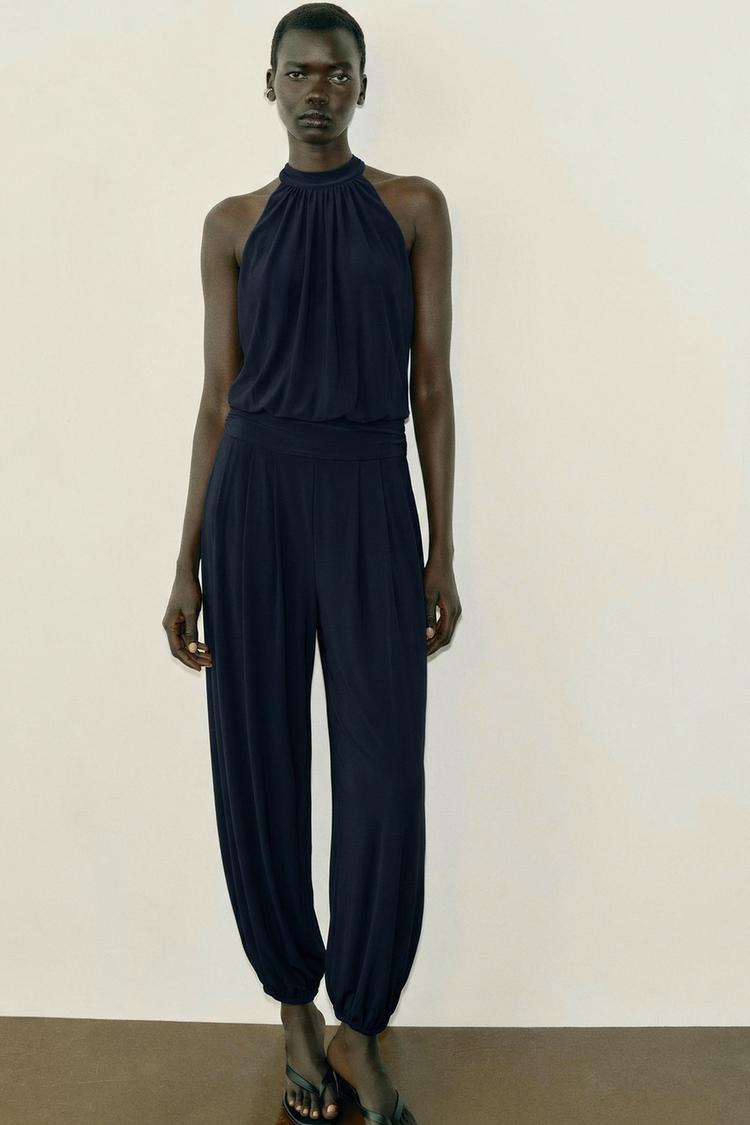 Mono halter drapeado bombacho