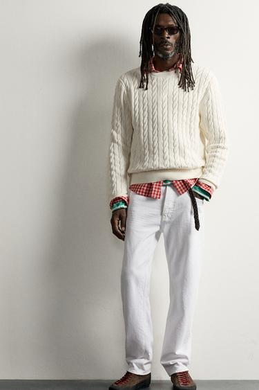 TEXTURED CABLE-KNIT JUMPER AARON LEVINE X ZARA - Ecru by Zara