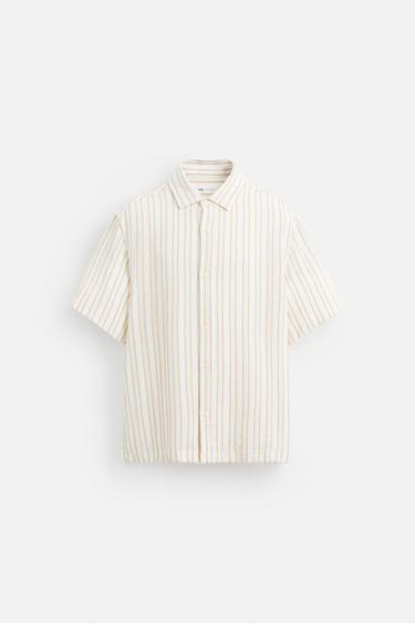 CHEMISE À TEXTURE AVEC RAYURES - Écru / Beige de Zara - Image 6