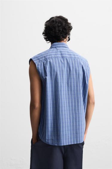 CHEMISE RELAXED FIT À CARREAUX - Bleu de Zara - Image 2