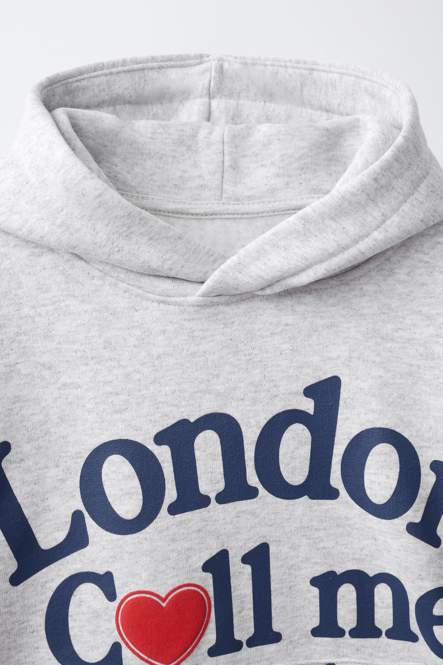 Детское худи Zara Text Print, цвет: Серый меланжевый — фото 3