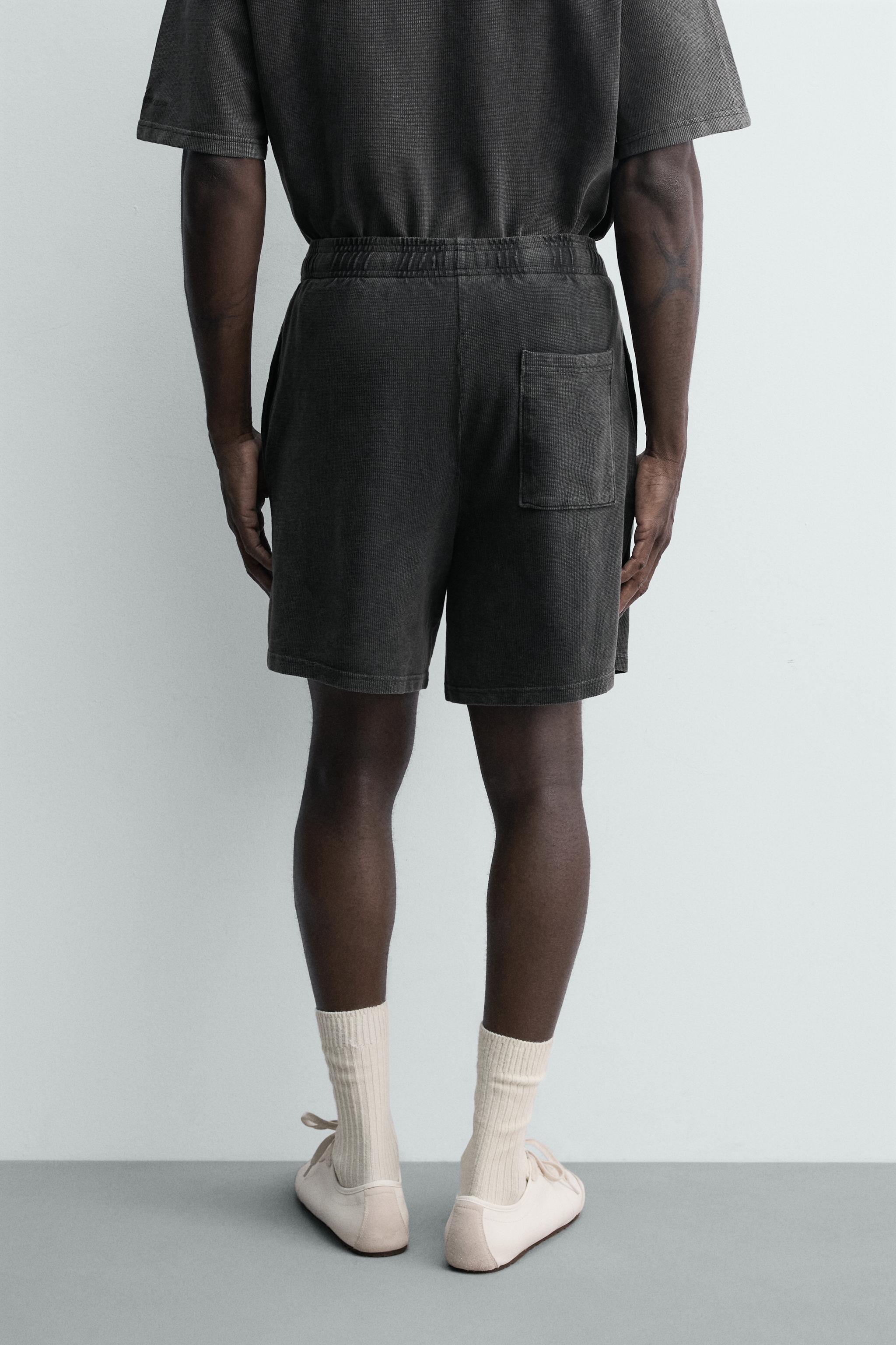 Мужские шорты Zara WASHED WAFFLE TEXTURE SWEATSHORTS — фото 3