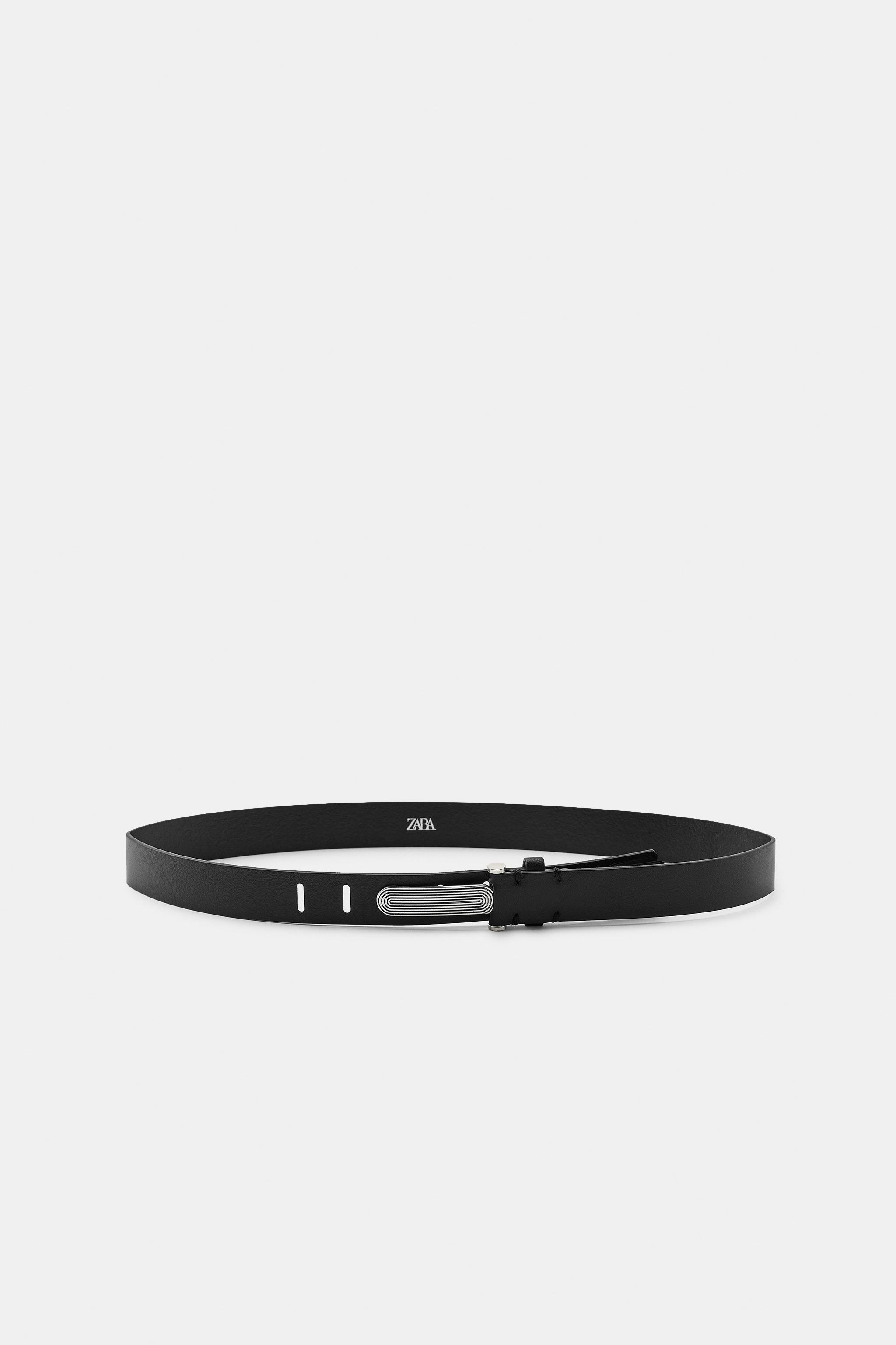 100% LEATHER TEXTURED BUCKLE BELT