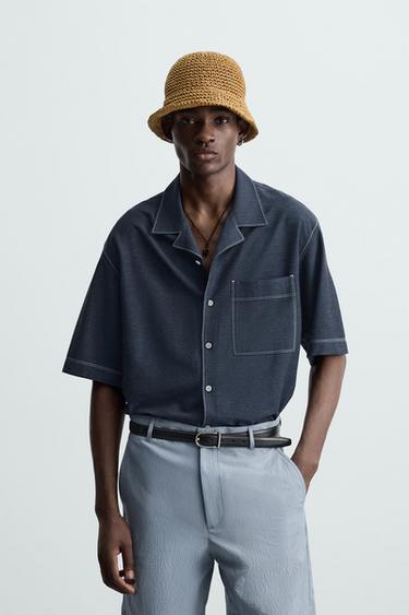 CAMISA PESPUNTES CONTRASTE - Índigo de Zara