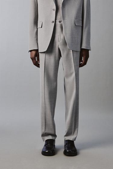 TEXTURED SUIT TROUSERS - Light grey by Zara