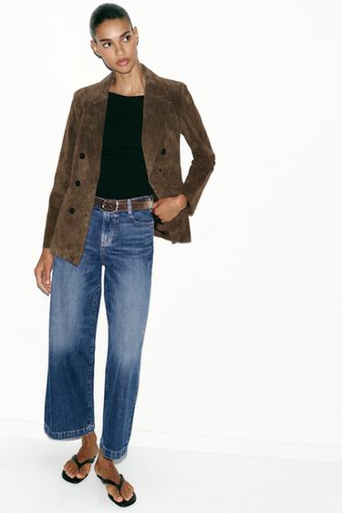 ΤΖΙΝ Z.08 WIDE LEG CROPPED ΜΕ ΖΩΝΗ - Μπλε του Zara