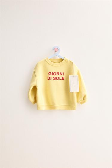 ZARA TIMELESS - SWEAT À INSCRIPTION - Jaune clair de Zara