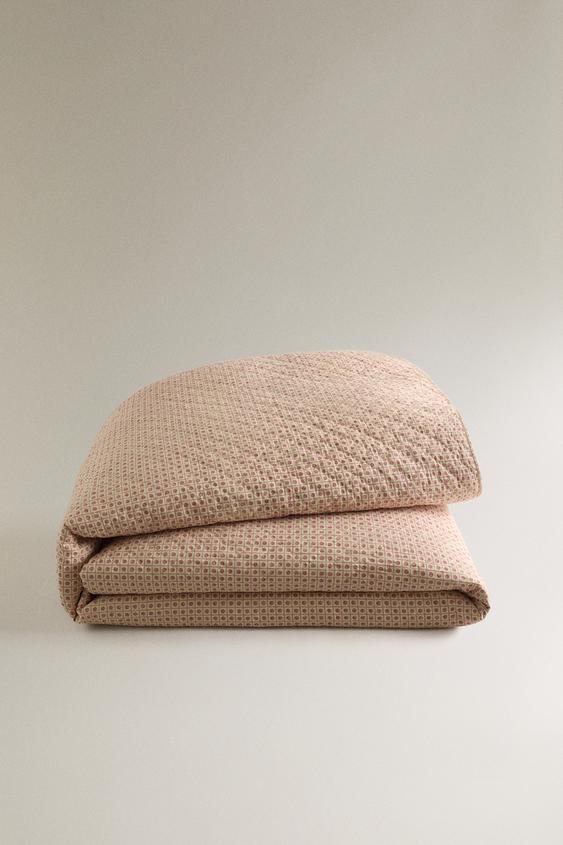 Zara STRIPED AND FLORAL COTTON QUILT | KATHARINE POLE - Ecru / Red - Image 0