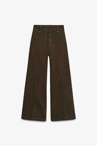 ZW COLLECTION WIDE-LEG HIGH-WAIST JEANS - Chocolate by Zara