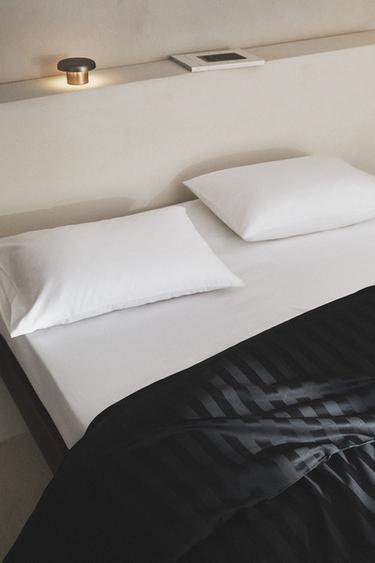 STRIPED SATEEN DUVET COVER (500 THREAD COUNT) - MIDNIGHT BLUE by Zara