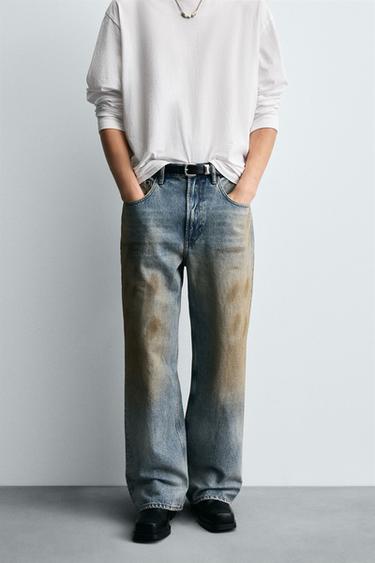 JEANS BAGGY FIT EFEKT VINTAGE - E kaltër e hapur nga Zara