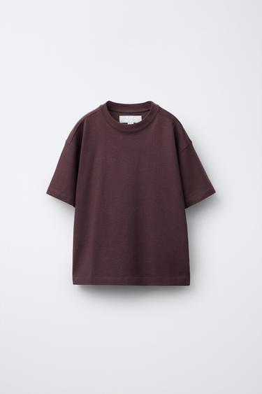 PLAIN MEDIUM WEIGHT T-SHIRT - Dark burgundy by Zara