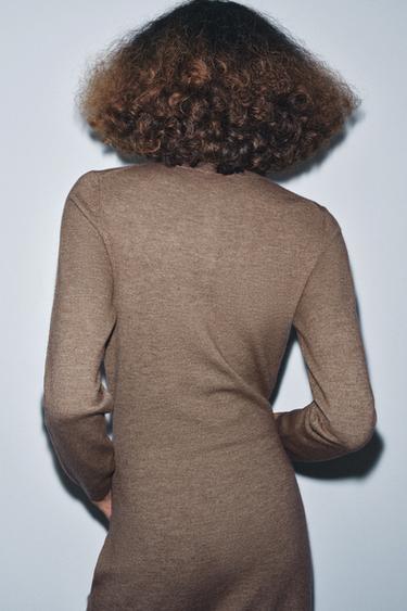 KNIT MIDI DRESS WITH BELT - Brown / Taupe by Zara - Image 2