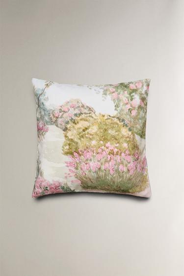 SHRUB PRINT CUSHION COVER - Green by Zara