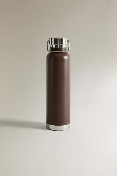 LACQUERED STAINLESS STEEL BOTTLE - Dark brown by Zara - Image 0