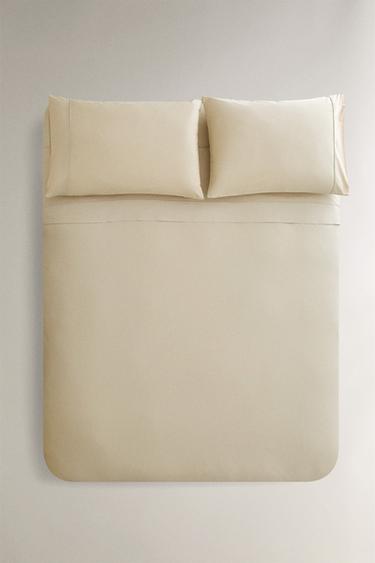 Zara PERCALE COTTON DUVET COVER (200 THREAD COUNT) - Beige - Image 0