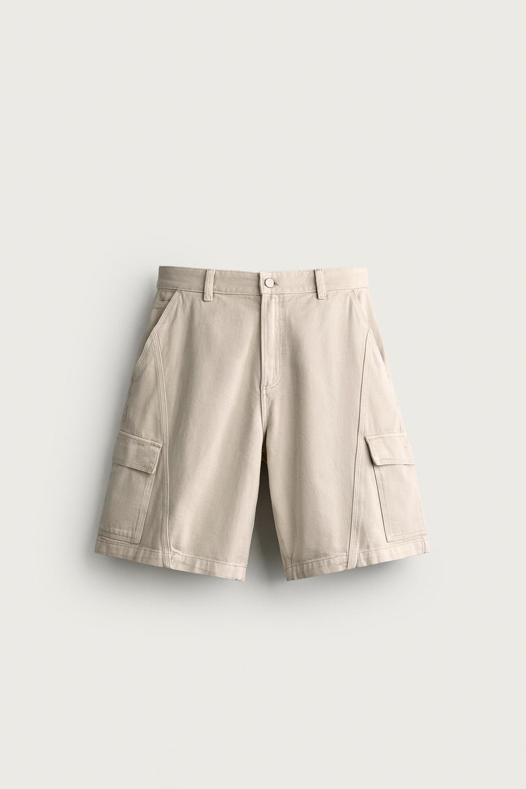 RELAXED FIT CARGO BERMUDA SHORTS WITH SEAM DETAIL