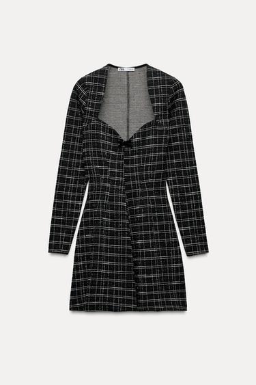KARIERTES SKATERKLEID - Schwarz / Cremefarben von Zara