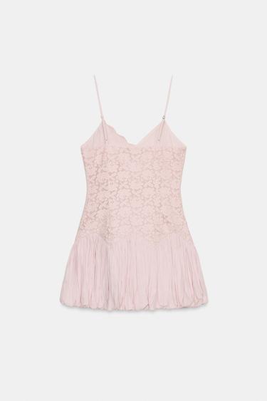 LACE BALLOON MINI DRESS - Light lilac by Zara - Image 4