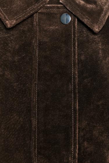 VESTE COURTE 100 % CUIR - Marron foncé de Zara - Image 7