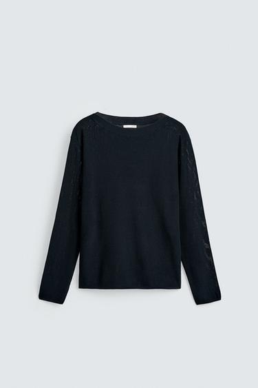 PULL STRUCTURÉ FINITION MERCERISÉE - Bleu marine de Zara - Image 6