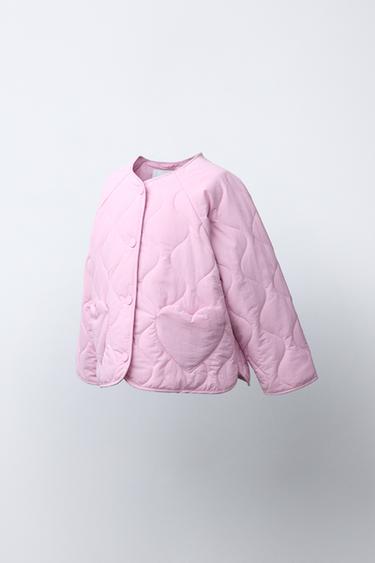 QUILTED JACKET WITH HEARTS - Pink by Zara - Image 1