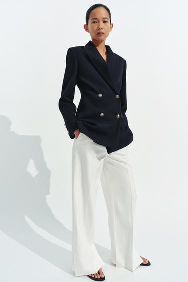 FITTED BUTTONED BLAZER ZW COLLECTION - Dark navy by Zara