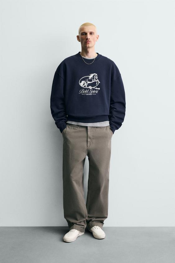 HORSE PRINT CREWNECK SWEATSHIRT