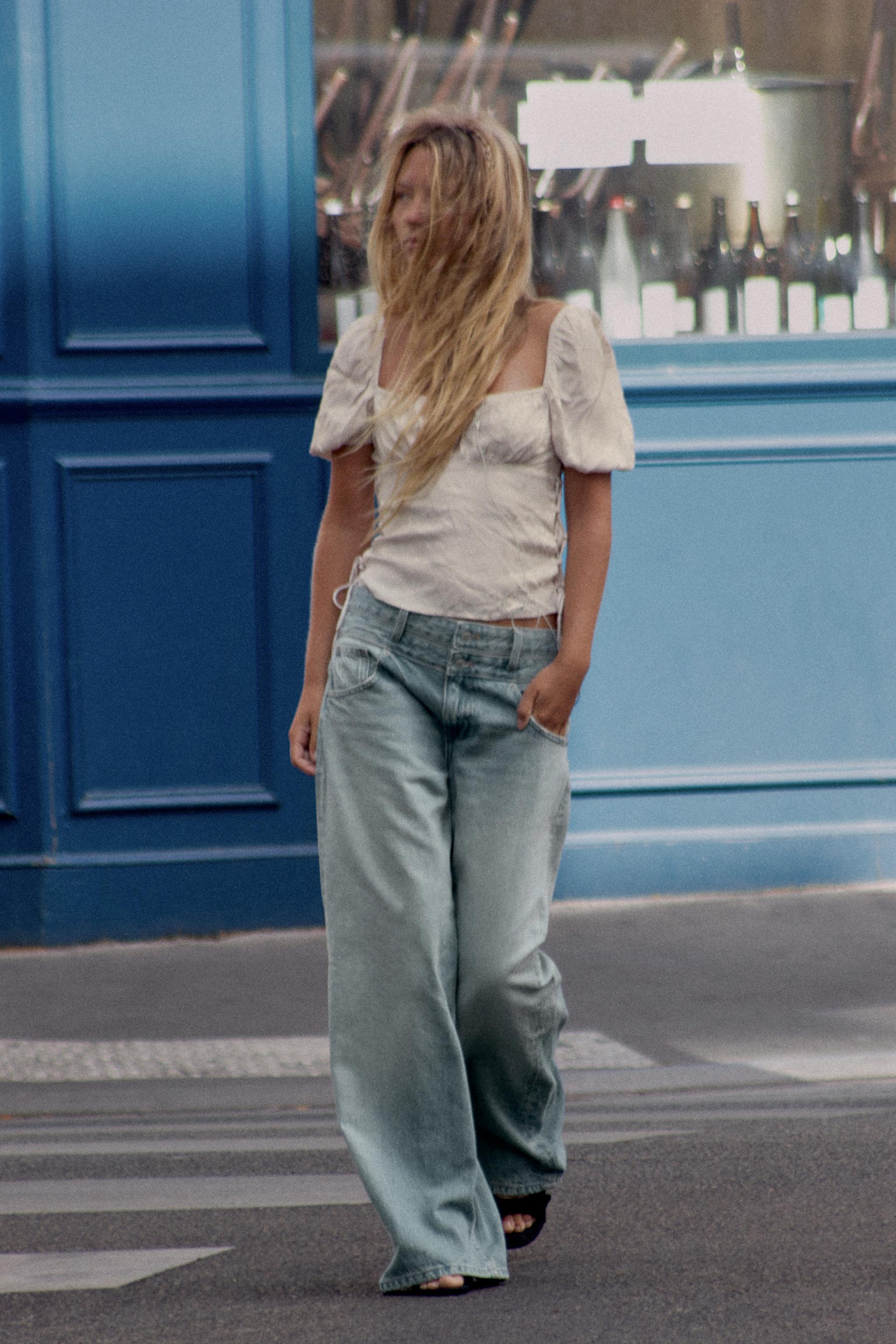 LACE-UP JACQUARD TOP