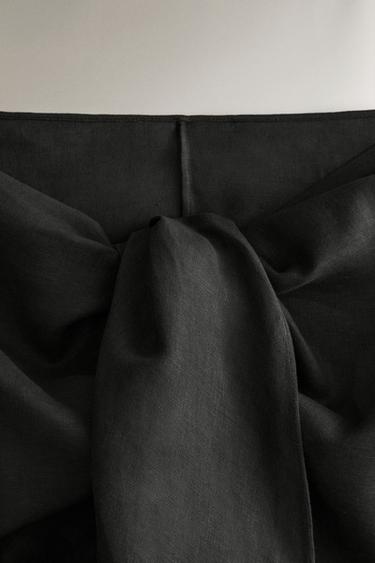 SHORT LINEN BLEND BEACH SARONG WITH KNOT - Black by Zara - Image 1