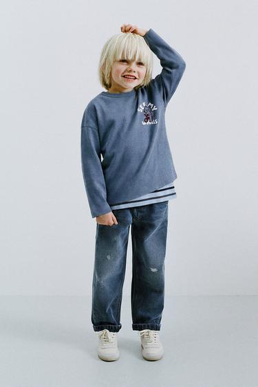 ANIMAL FLOCKING T-SHIRT - Blue by Zara