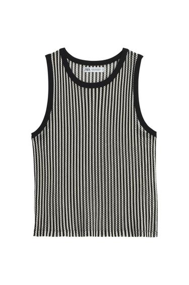 CAMISETA TANK ESTRUCTURA ABIERTA LIMITED EDITION - Blanco / Negro de Zara - Imagen 0