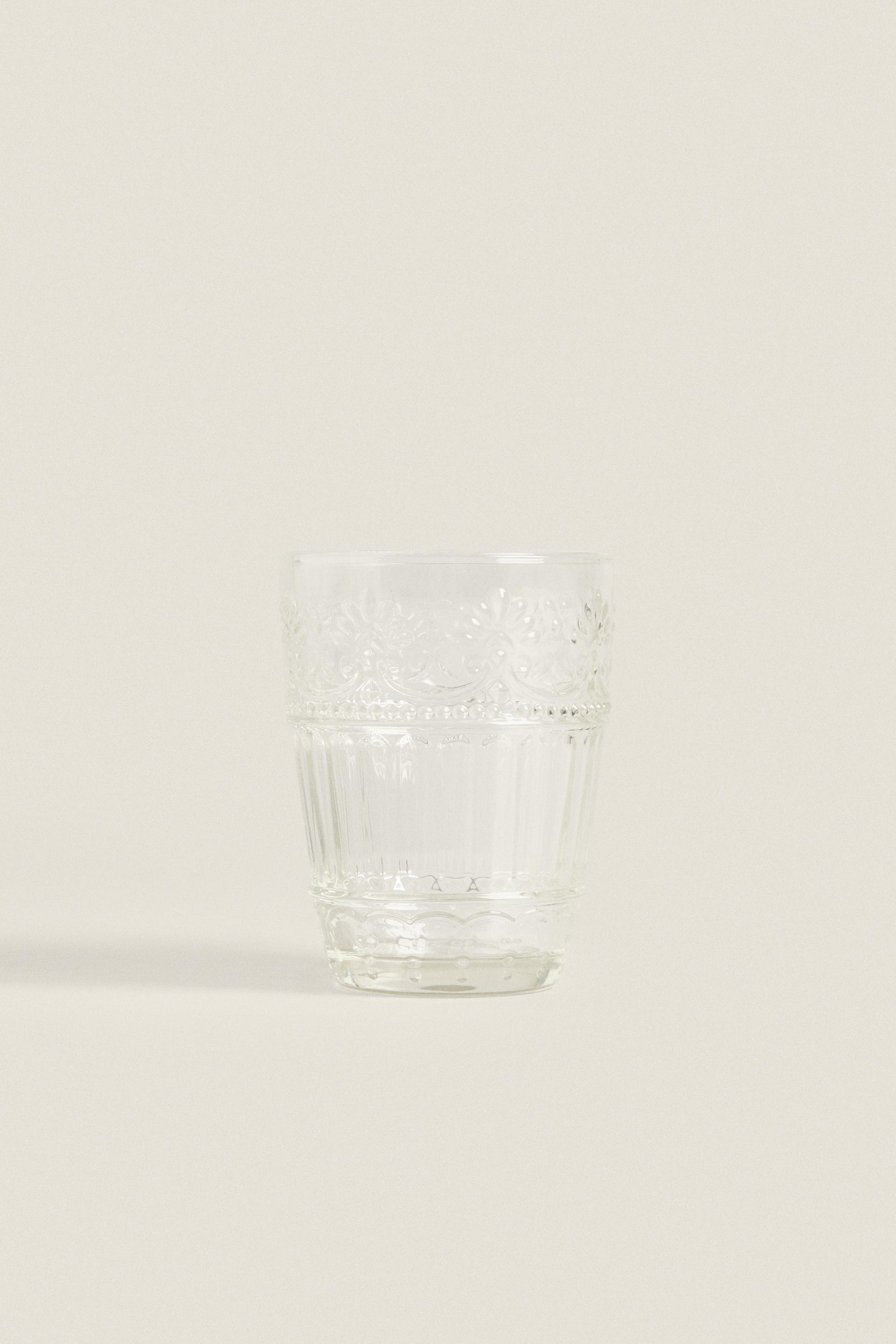 RAISED FLORAL DESIGN GLASS TUMBLER - Ecru | ZARA United States