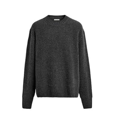 COTTON-WOOL TEXTURED SWEATER - Dark grey marl by Zara