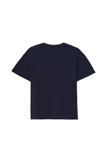 CROPPED FIT 'AMOR' SLOGAN T-SHIRT - Navy blue by Zara - Image 3