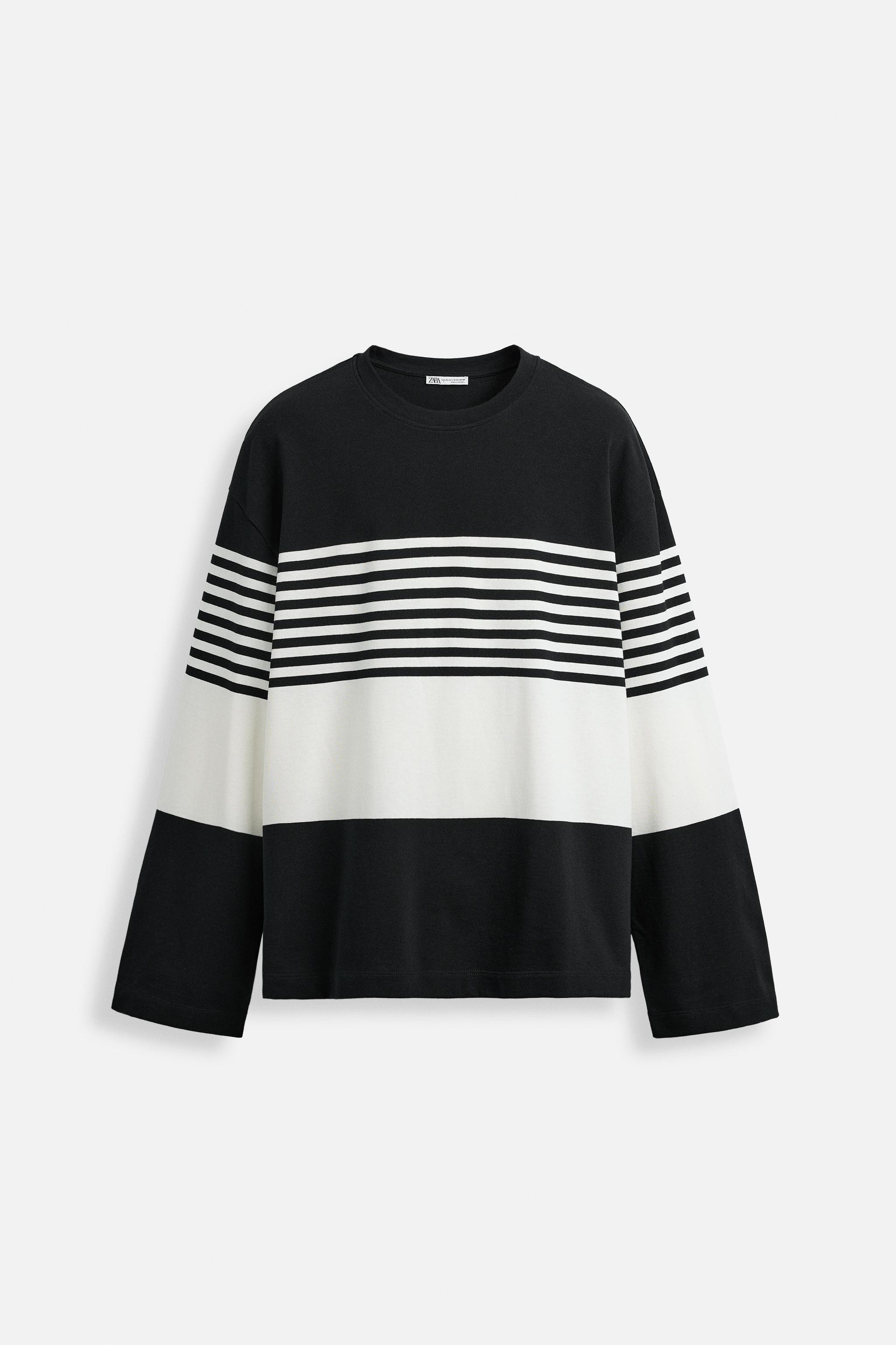 STRIPED T-SHIRT - LIMITED EDITION - White / Navy | ZARA