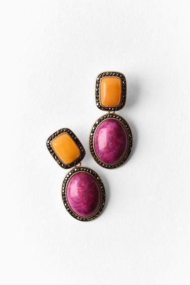 Zara SPARKLY STONE EARRINGS - Multicolored